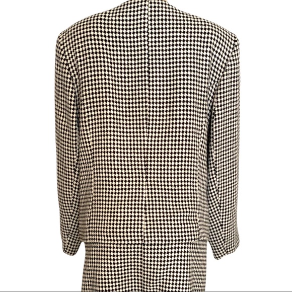 VTG Michel Antoni Harlequin Gingham Checkered Blk White Wool Suit Jacket Blazer - Picture 2 of 7
